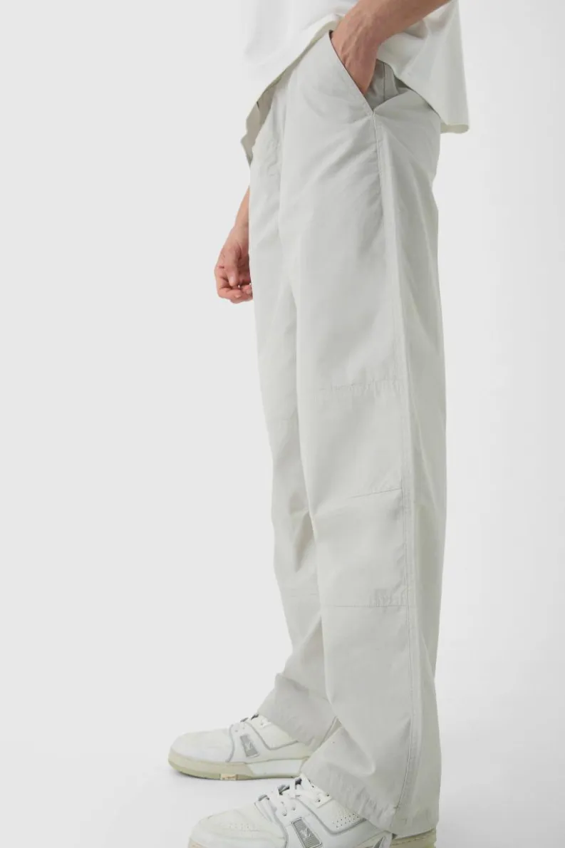 Discount boohooMAN Relaxed Fit Textured Ripstop Trousers stone