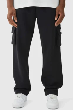 New boohooMAN Relaxed Fit Woven Tab Basic Cargo Jogger black