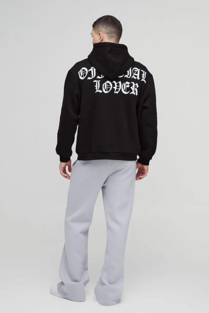 Outlet boohooMAN Relaxed Flare Heart Puff Print Gusset Print Jogger grey