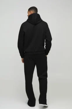 Cheap boohooMAN Relaxed Heavyweight Embossed Pocket Detail Split Hem Joggers black