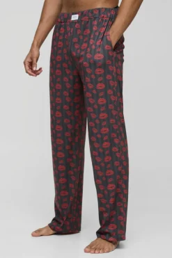 Hot boohooMAN Relaxed Lips Lounge Joggers black