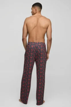 Hot boohooMAN Relaxed Lips Lounge Joggers black