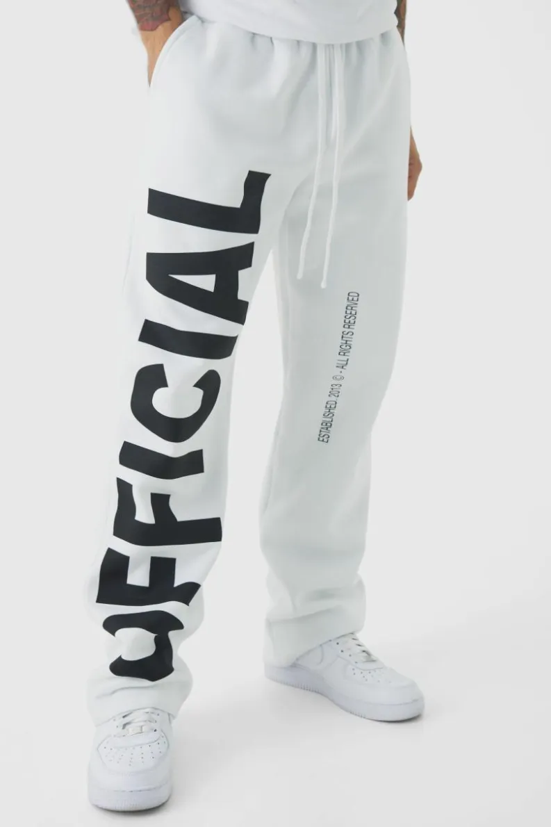 Clearance boohooMAN Relaxed Official Text Jogger white