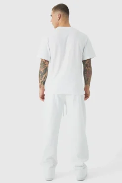 Clearance boohooMAN Relaxed Official Text Jogger white