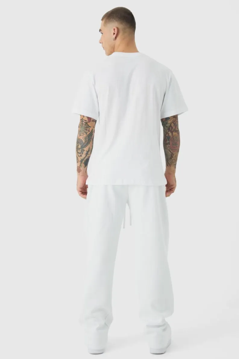 Clearance boohooMAN Relaxed Official Text Jogger white