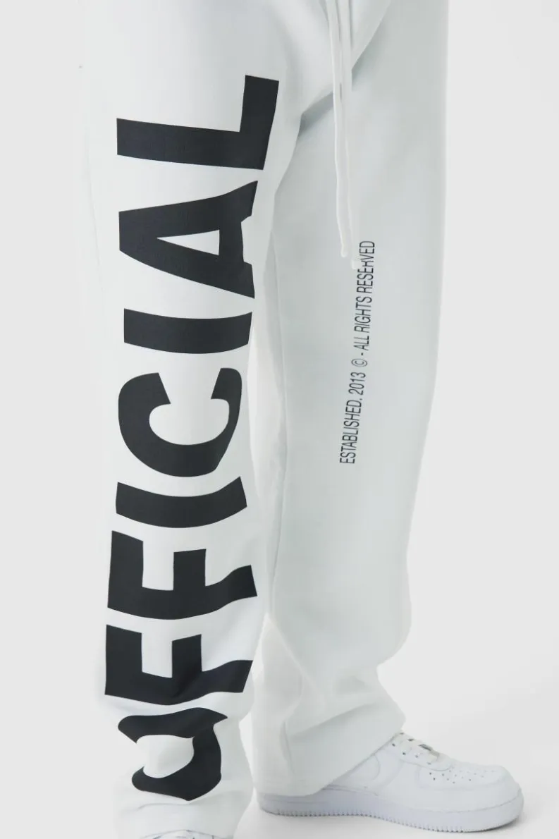 Clearance boohooMAN Relaxed Official Text Jogger white
