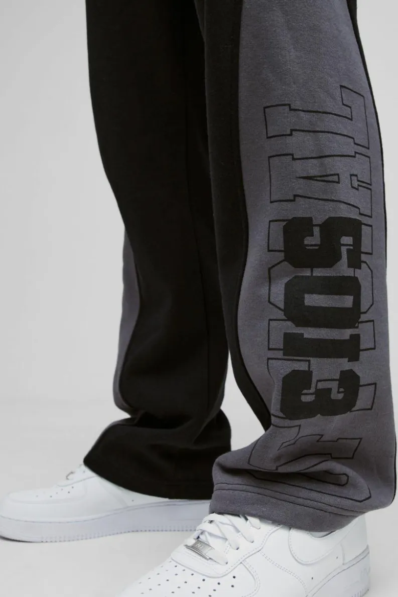 Outlet boohooMAN Relaxed Official Varsity High Gusset Jogger black