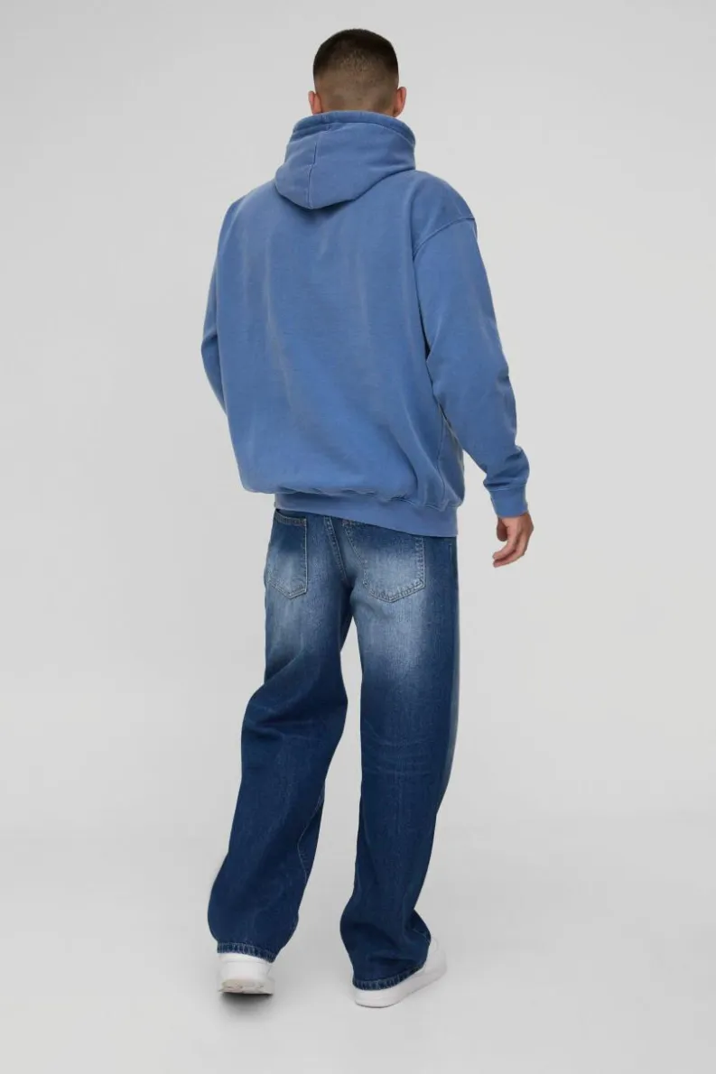 Sale boohooMAN Relaxed Rigid Blue Washed Jeans indigo