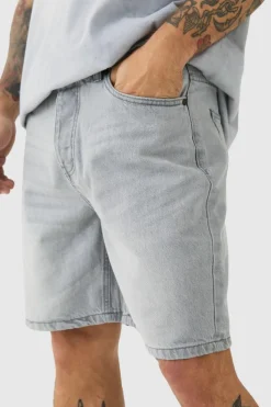 Clearance boohooMAN Relaxed Rigid Denim Shorts In light grey