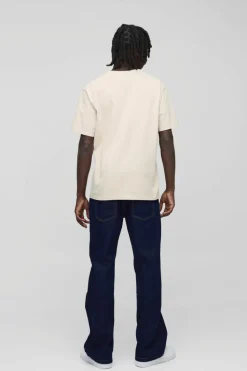 Cheap boohooMAN Relaxed Rigid Flare Jean indigo