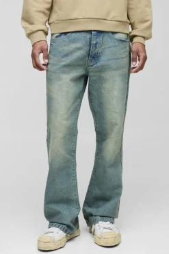Cheap boohooMAN Relaxed Rigid Flare Jean antique blue