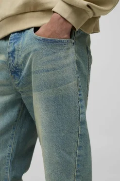 Cheap boohooMAN Relaxed Rigid Flare Jean antique blue