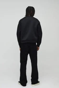 Fashion boohooMAN Relaxed Rigid Flare Jean true black