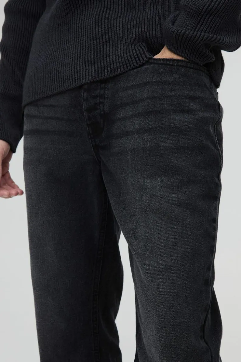 Sale boohooMAN Relaxed Rigid Flare Jean In charcoal