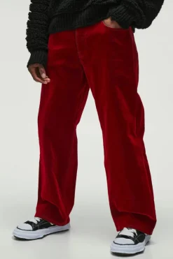 Online boohooMAN Relaxed Rigid Flocked Denim Jeans red