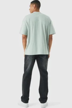 Clearance boohooMAN Relaxed Rigid Jean In washed black