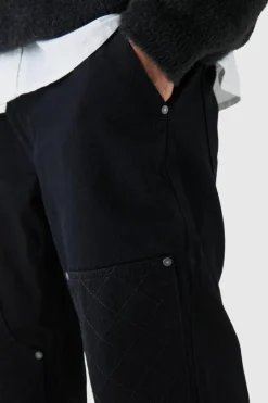 Outlet boohooMAN Relaxed Rigid Top Stitch Detail Carpenter Jean In Black true black