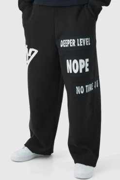 Flash Sale boohooMAN Relaxed Wide Leg Graffiti Applique Distressed Joggers black