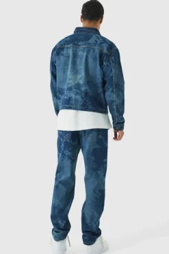 Sale boohoo Renaissance Laser Print Denim Set vintage blue