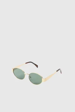 Hot boohooMAN Retro Sunglasses In gold