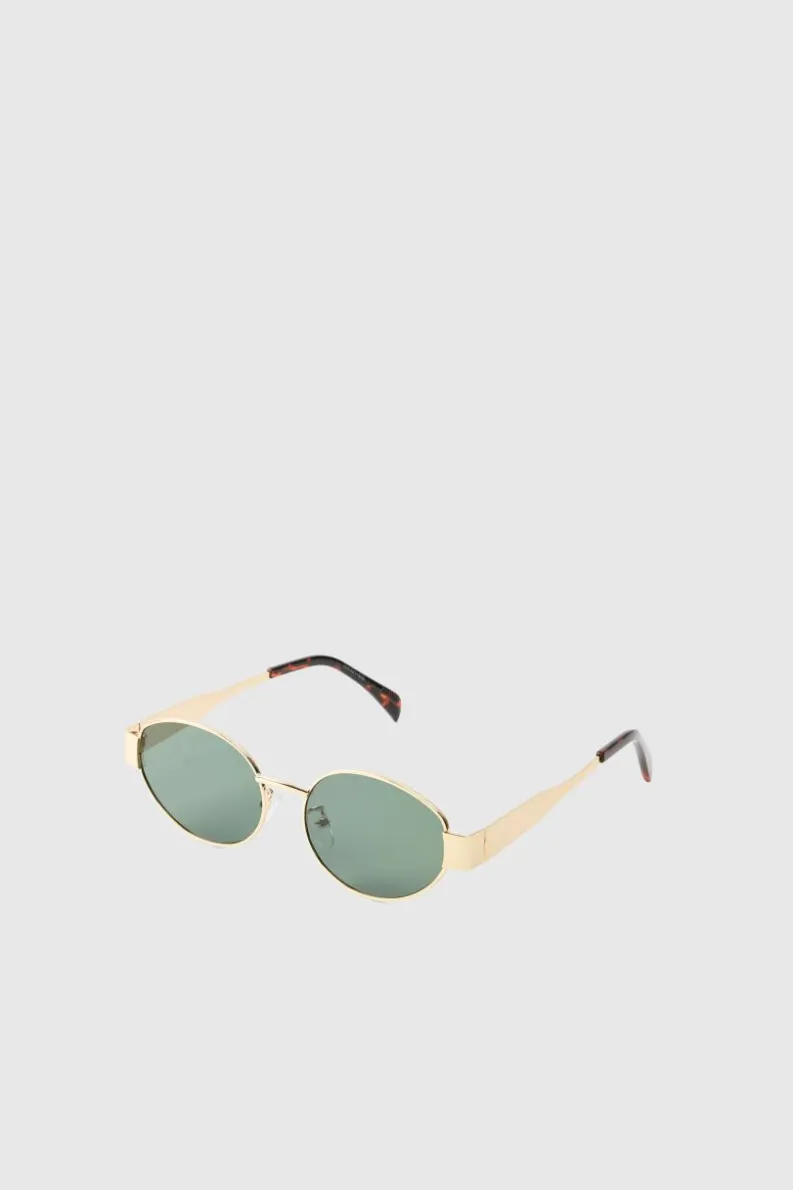 Hot boohooMAN Retro Sunglasses In gold
