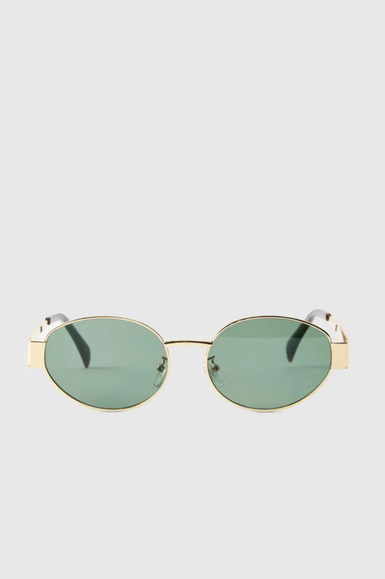 Hot boohooMAN Retro Sunglasses In gold