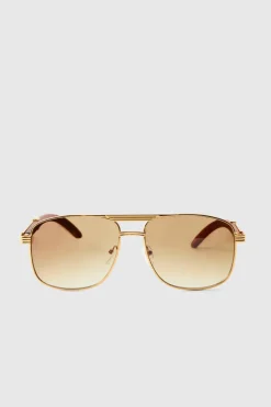 Hot boohooMAN Retro Tinted Lense Sunglasses brown