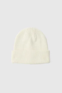 Discount boohooMAN Ribbed Classic Beanie white