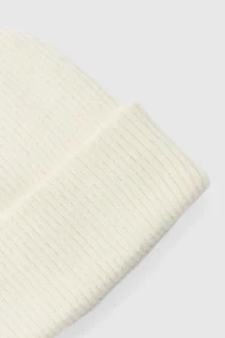 Discount boohooMAN Ribbed Classic Beanie white