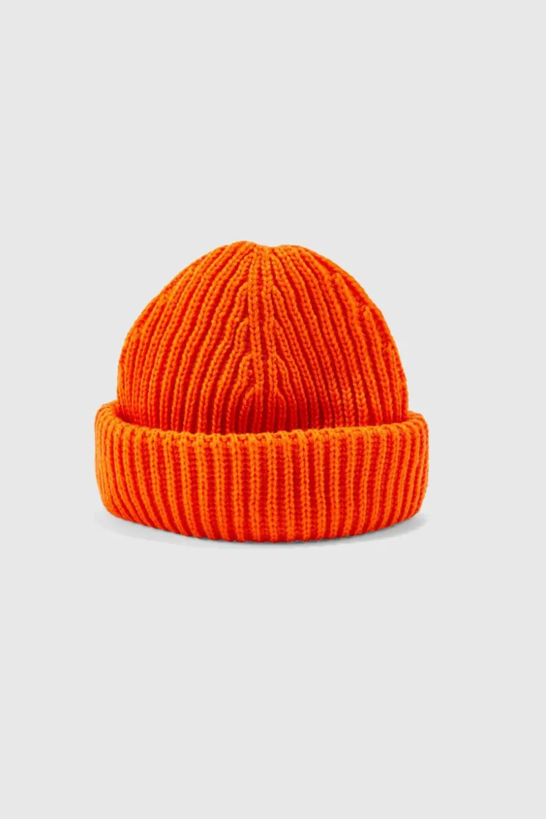 Shop boohooMAN Ribbed Micro Beanie orange