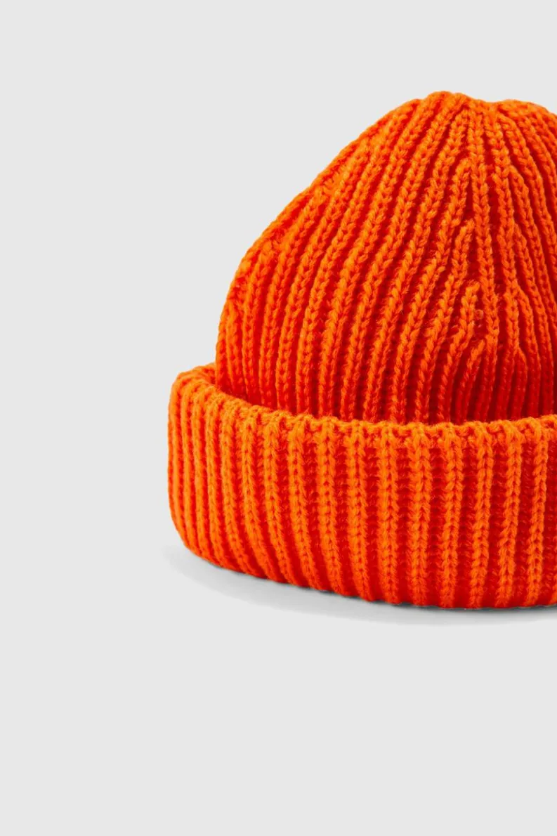 Shop boohooMAN Ribbed Micro Beanie orange