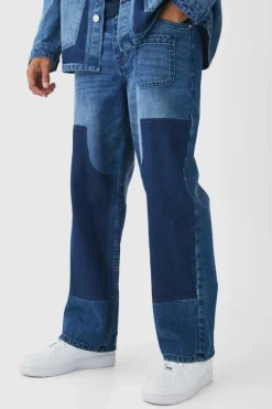 Best Sale boohooMAN Rigid Baggy Carpenter Dyed Jeans mid blue