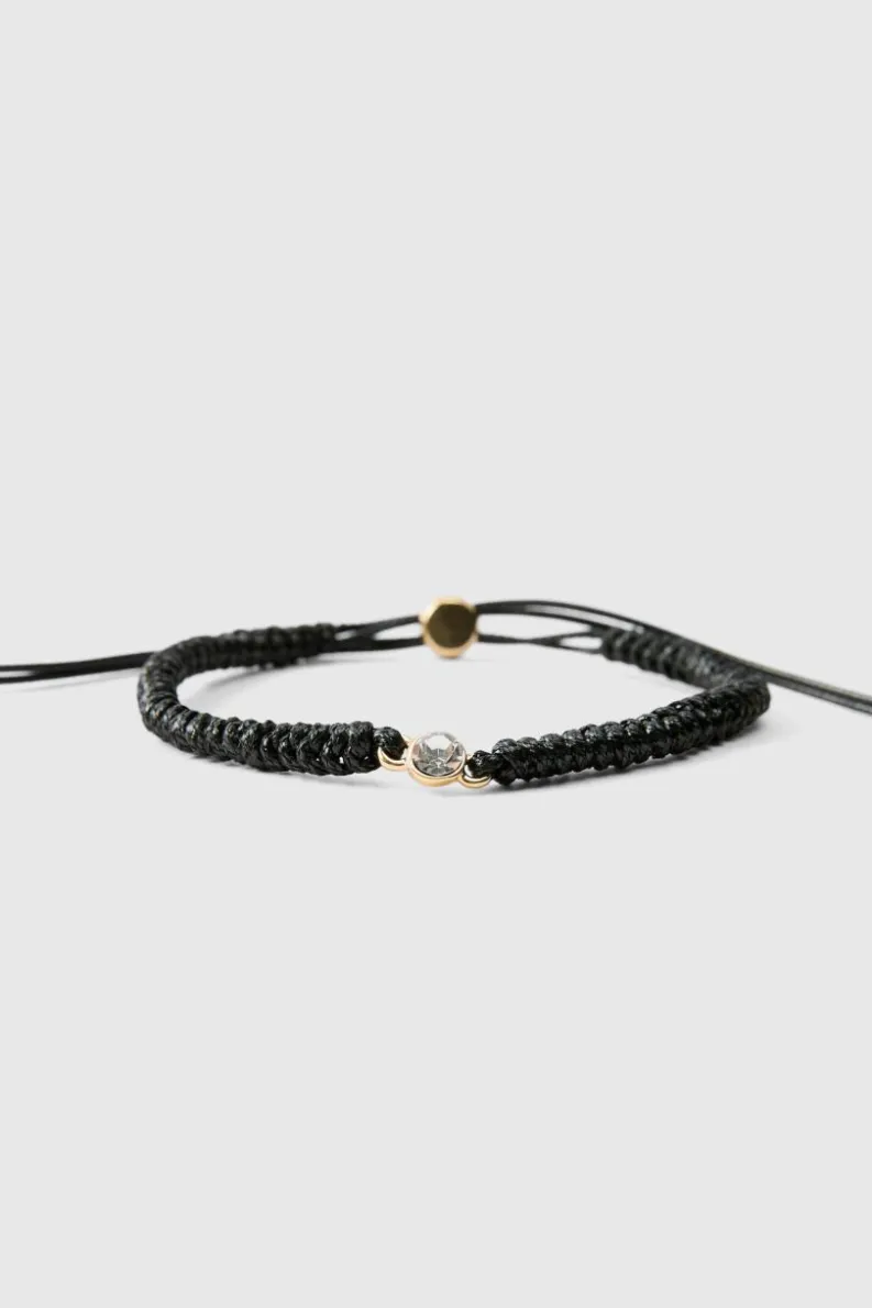 Cheap boohooMAN Rope Bracelet With Gold black