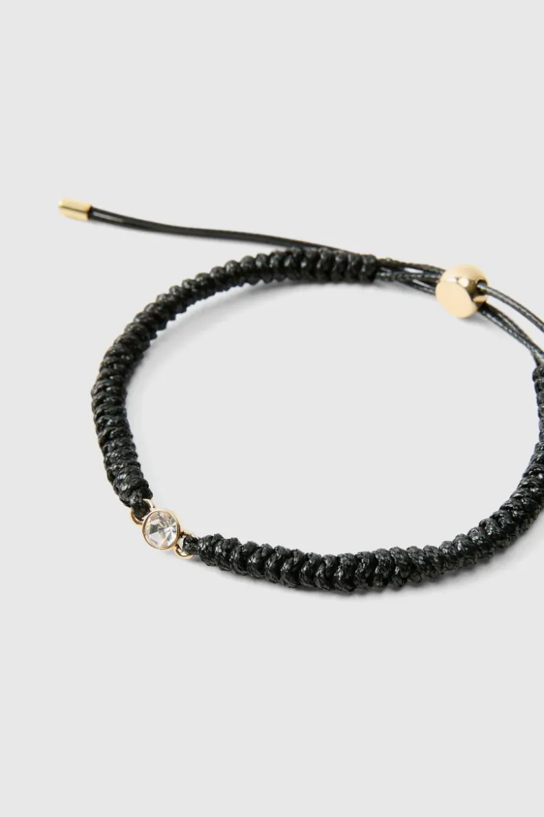 Cheap boohooMAN Rope Bracelet With Gold black