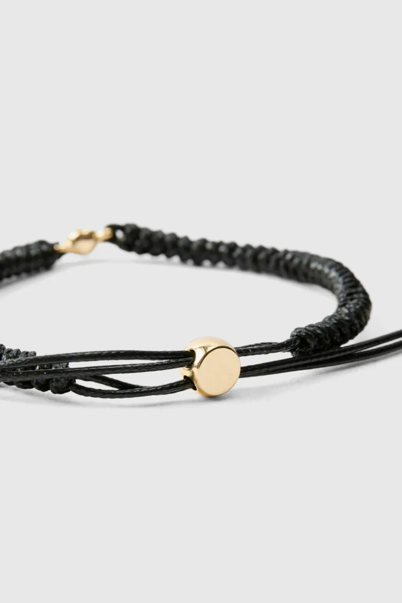 Cheap boohooMAN Rope Bracelet With Gold black