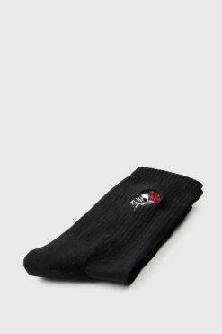 Outlet boohooMAN Rose Embroidered Half Terry Socks black