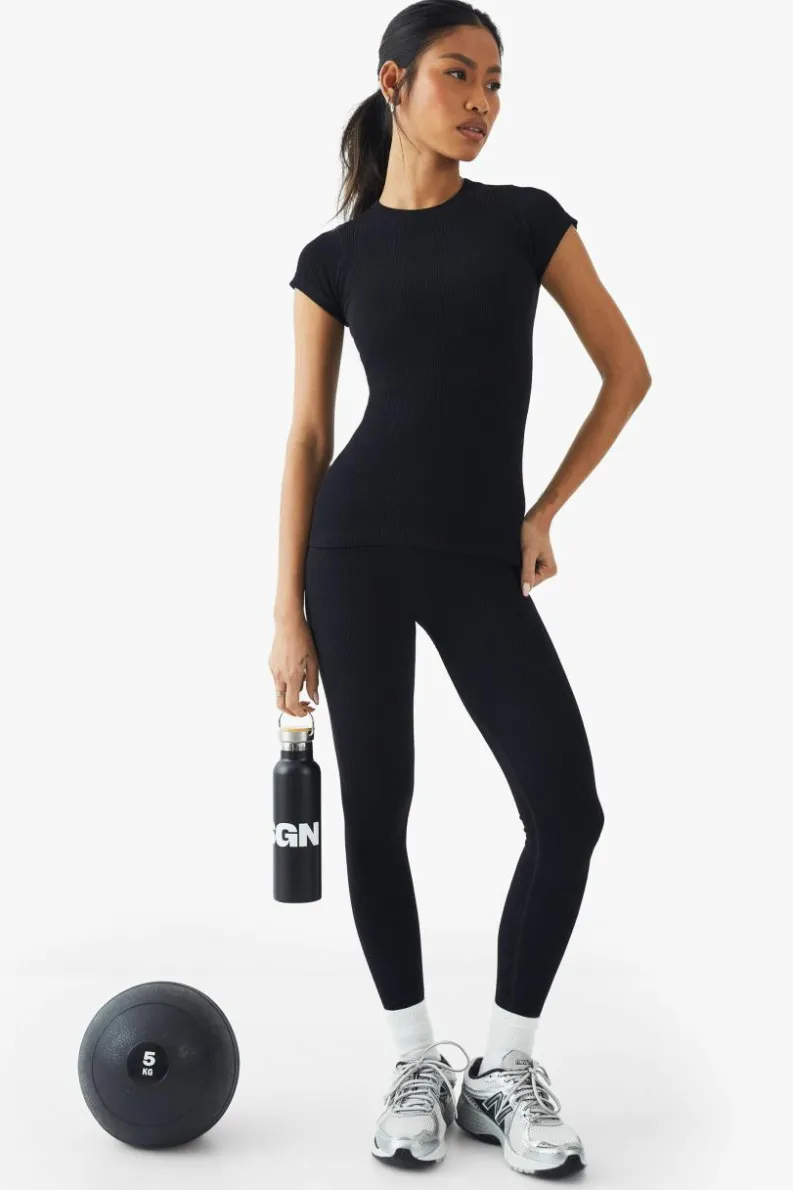 New boohoo SEAMLESS CONTOUR RIBBED SET charcoal