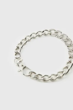 Clearance boohooMAN Semi Iced Bracelet silver