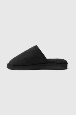 Fashion boohooMAN Sherpa Lined Slipper black