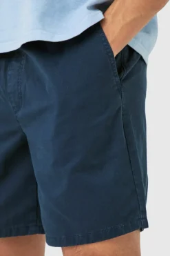 Cheap boohooMAN Shorter Length Relaxed Fit Elasticated Waist Chino Shorts in navy