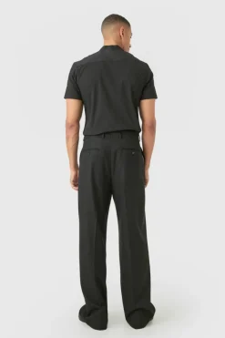 Cheap boohooMAN Short Sleeve Grandad Collar Slim Fit Shirt black