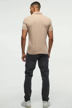 Cheap boohooMAN Short Sleeve Stretch Fit Jersey Shirt taupe