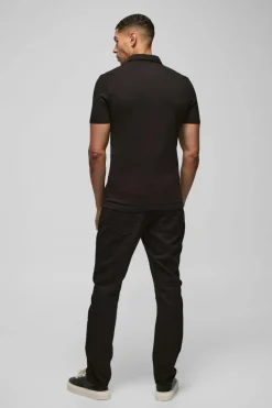 Store boohooMAN Short Sleeve Stretch Fit Jersey Shirt black