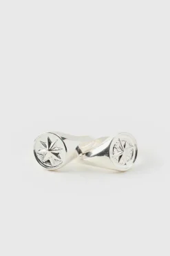 Shop boohooMAN Compass Rings In A 2 Pack silver