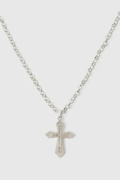 Store boohooMAN Cross Necklace silver