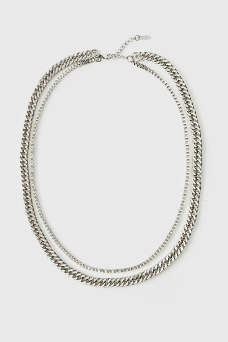Clearance boohooMAN Layered Chain Necklace silver