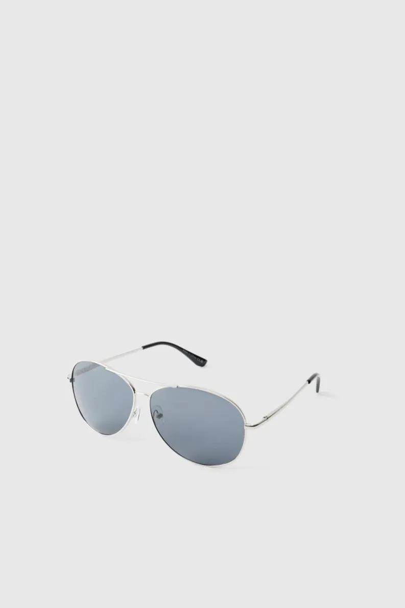 Clearance boohooMAN Metal Navigator Sunglasses silver