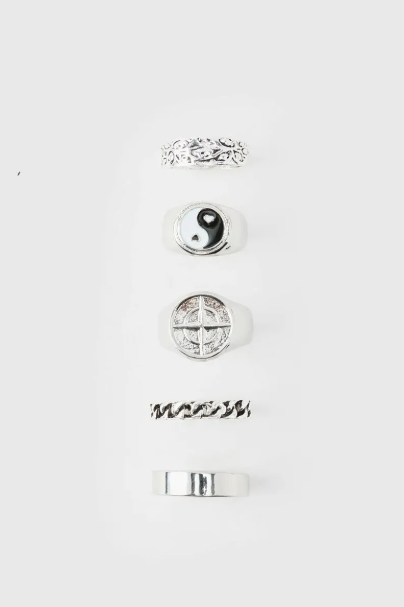 Best Sale boohooMAN Ring 5 Pack silver