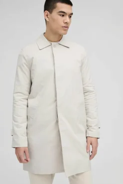 Hot boohooMAN Single Breasted Poly Twill Mac Jacket stone