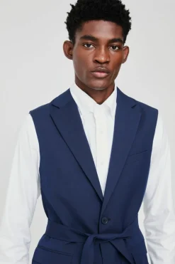Hot boohooMAN Single Breasted Sleeveless Suit Jacket navy